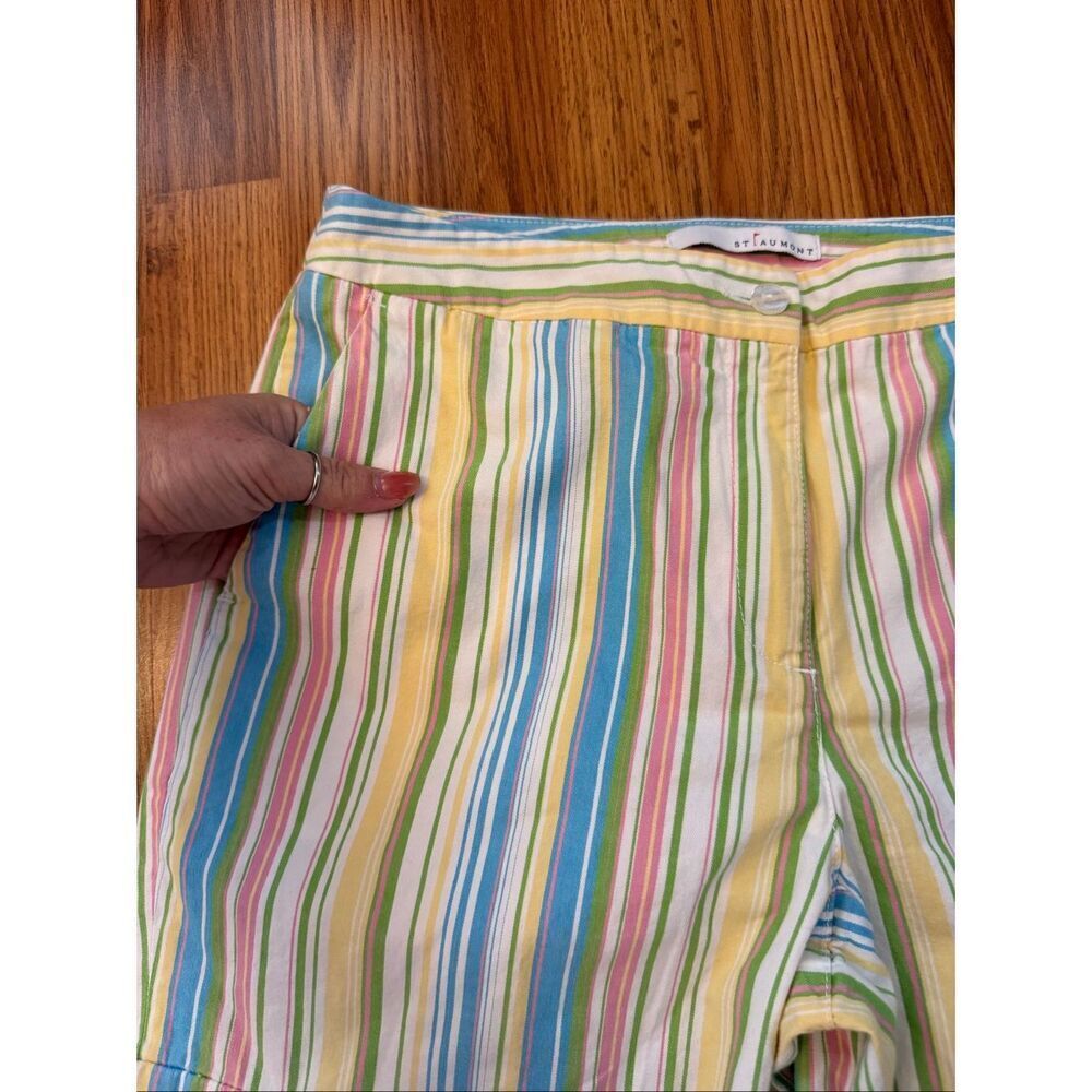 St Aumont Women's Striped Cotton Flat Front Golf Capri Pants Multicolor Size 8 - Picture 2 of 7